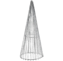 Silberfarbener LED-Lichterbaum in Kegelform für festliche Weihnachtsdekoration.
