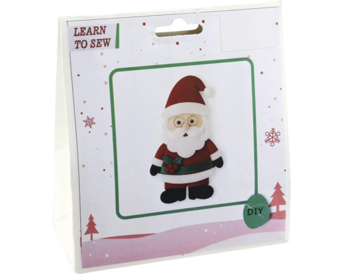 Bastelset Nähen lernen Weihnachtsmann aus Filz für Kinder.