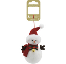 Weihnachtsbaumanhänger Schneemann aus Plüsch mit roter Mütze, Schal, Fliege und Glöckchen