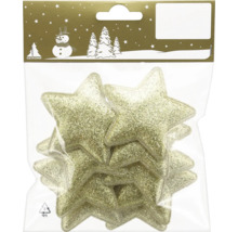 Packung mit goldfarbenen glitzernden Sternen zur Dekoration und Geroma Logo.