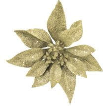 Künstlicher Weihnachtsstern goldglitzernd für die Weihnachtsdekoration.