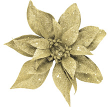 Künstlicher Weihnachtsstern mit goldenem Glitzer, dekorative Weihnachtsblume.