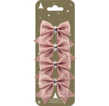 Vier glitzernde rosa Schleifen für die Weihnachtsdekoration von Geroma Logo.