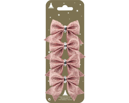 Vier glitzernde rosa Schleifen für die Weihnachtsdekoration von Geroma Logo.