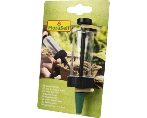 FloraSelf Samen-Dosierstift für die präzise Aussaat von feinem Saatgut in Anzuchttöpfe.