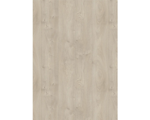 Laminatboden in heller Holzoptik mit Maserung und Astlöchern.