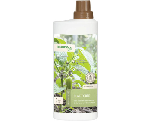 Manna bio Blattforte Pflanzenstärkungsmittel für Garten- und Balkonpflanzen, 1 Liter Flasche, veganes Naturprodukt.