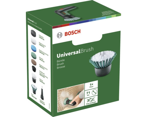 Bosch Logo. Bosch UniversalBrush Bürste, Ersatzteil mit 71 Millimeter Durchmesser und einfachem Wechselsystem.