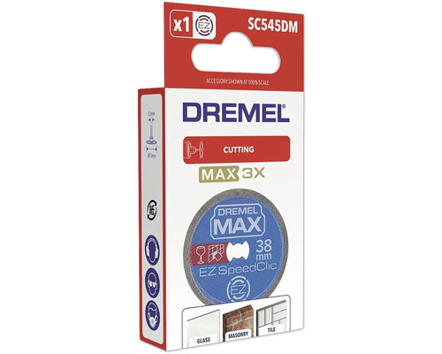 Dremel Max EZ SpeedClic Diamant-Trennscheibe SC545DM zum Schneiden von Glas, Mauerwerk und Fliesen, Durchmesser 38 Millimeter.