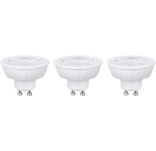 Dreier-Set LED-Leuchtmittel GU10 in Weiß mit klarem Glas.