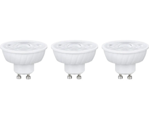 Dreier-Set LED-Leuchtmittel GU10 in Weiß mit klarem Glas.