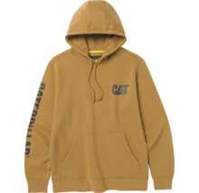 Caterpillar Kapuzenpullover in Bronze mit Logo auf Brust und Ärmel, Kängurutasche und Kordelzug.