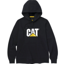 Schwarzer Kapuzenpullover mit Caterpillar Logo auf der Brust und Kängurutasche.