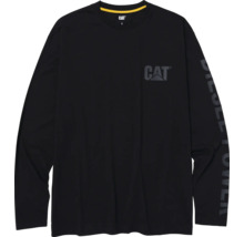 Langärmeliges Caterpillar T-Shirt in Schwarz mit CAT Logo auf der Brust und am Ärmel.