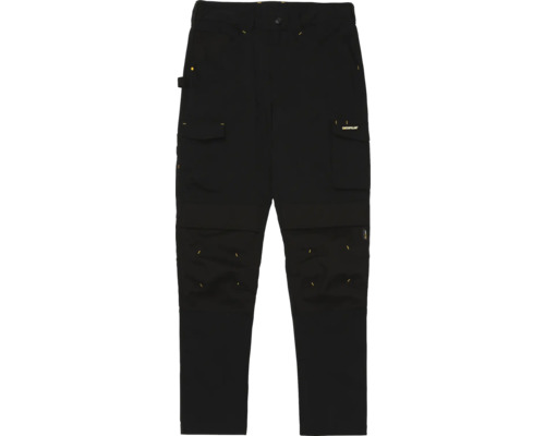 Caterpillar Arbeitshose in Schwarz mit Cargotaschen und Kniepolstertaschen.