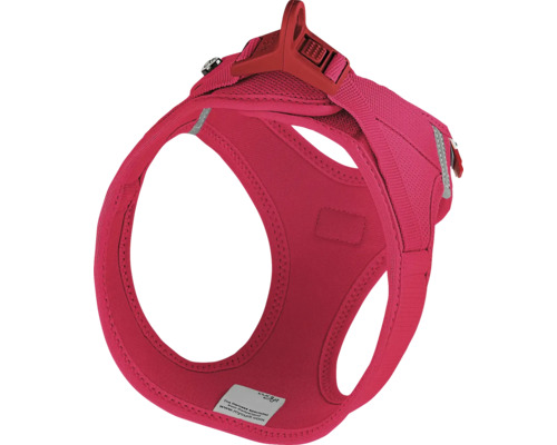 Pinkes Hundegeschirr aus Air-Mesh mit Klickverschluss und reflektierenden Streifen.