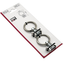 Zwei Cargo Point Zurrösen aus verzinktem Metall für Schienen, geeignet für Anhänger und Camping, Cargo Point Logo.