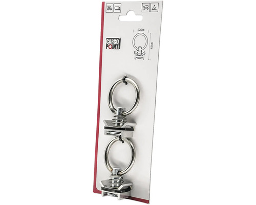 Cargo Point Logo, Endbeschlag für Airlineschienen mit Ring, 2er Pack, Metall. Geeignet für PKW, LKW, Wohnmobile und Zelte.