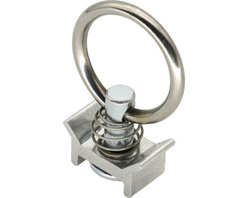Endbeschlag für Airline-Schienen mit Ring und Feder aus Metall
