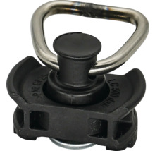 Single Stud Fitting für Airlineschienen aus Kunststoff und Metall zur Ladungssicherung.