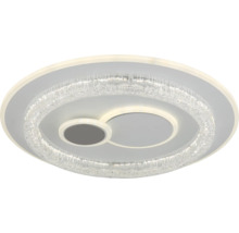 Runde LED Deckenleuchte mit Kristalleffekt-Ring und zwei kreisförmigen Innenelementen.