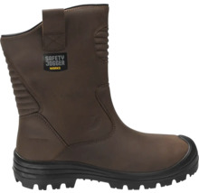 Brauner Sicherheitsstiefel von Safety Jogger Works aus Leder mit schwarzer Profilsohle.