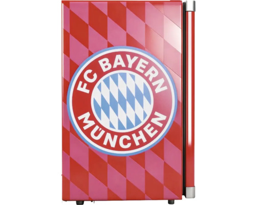 Minikühlschrank mit FC Bayern München Logo und Rautenmuster.