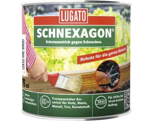 LUGATO SCHNEXAGON, wetterbeständiger, transparenter Schutzanstrich gegen Schnecken für Holz, Stein, Metall, Ton und Kunststoff, für 30 Laufmeter.