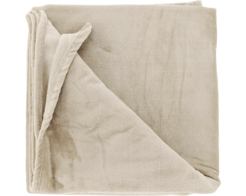 Beige Kuscheldecke aus weichem Fleece, zusammengelegt