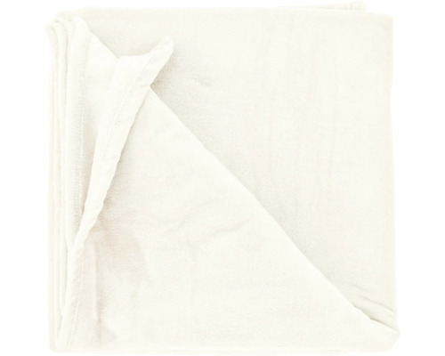 Weiche Fleece-Kuscheldecke, cremeweiß, gefaltet