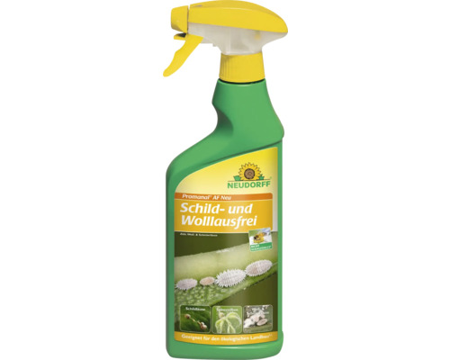 Neudorff Promanal anwendungsfertig Neu Schild- und Wolllausfrei in einer grünen Sprühflasche, für ökologischen Landbau und nicht bienengefährlich.