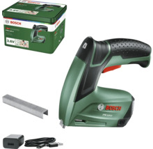 Bosch Akku-Tacker PTK 3,6 LI mit 3,6 Volt, inklusive Klammern, Ladegerät und Aufbewahrungsbox aus Metall.