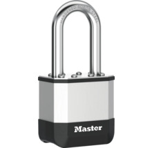 Vorhängeschloss von Master Lock mit Bügel aus gehärtetem Borstahl und Metallgehäuse.