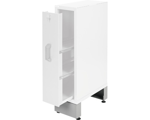 Podest für Einbauschrank Küpper (Art. Nr. 5045257) auf die Sonderhöhe 95 cm, schwarz Metall Werkstattschrank mit offener Tür und Regalböden