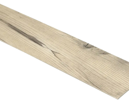 Bodenplanke in Holzoptik mit Maserung und Astloch.