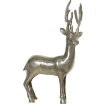 Dekofigur Hirsch in Metalloptik mit Geweih, stehend