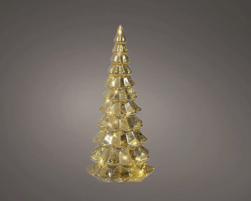 Weihnachtsbaum aus Glas mit LED-Beleuchtung in Goldoptik.