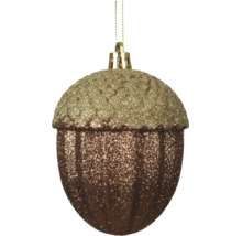 Weihnachtsbaumanhänger in Eichelform mit Glitzer und Aufhängeöse.