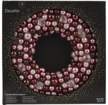 Weihnachts-Kugelkranz von Decoris aus glänzenden, matten und glitzernden Kugeln mit einem Durchmesser von 33 Zentimeter.