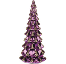 Lila Tannenbaum aus Glas mit goldenen Glitzerakzenten.
