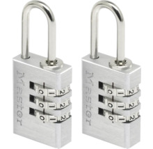 Master Lock Zahlenschloss Set aus Zink mit dreistelligem Zahlencode, zwei Stück.