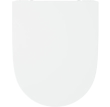 Weißer WC-Sitz in klassischer Form.