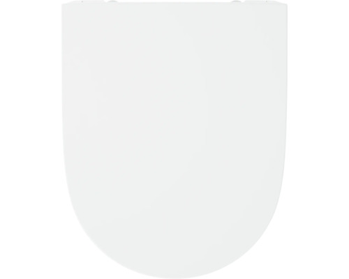 Weißer WC-Sitz in klassischer Form.