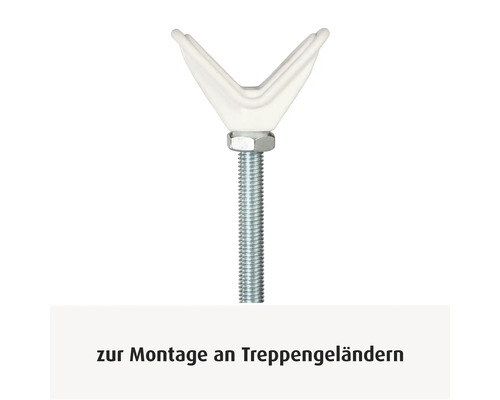 Y-Spindel für Treppenschutzgitter zur Montage an Geländern aus Metall und Kunststoff mit Gewindestab.