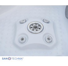 Sanotechnik Massage-Düsensystem für Whirlpool oder Dusche mit fünf Düsen, Sanotechnik Logo.