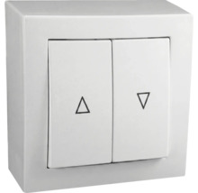 Doppel-Wippschalter für Rollläden, Aufputzmontage, mit Pfeilsymbolen, Kunststoff weiß.