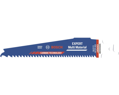 Bosch Säbelsägeblatt S959XHM Expert Multi Material mit Carbide Technology, Länge 150 Millimeter, 6 bis 8 Zähne pro Zoll. Bosch Logo.