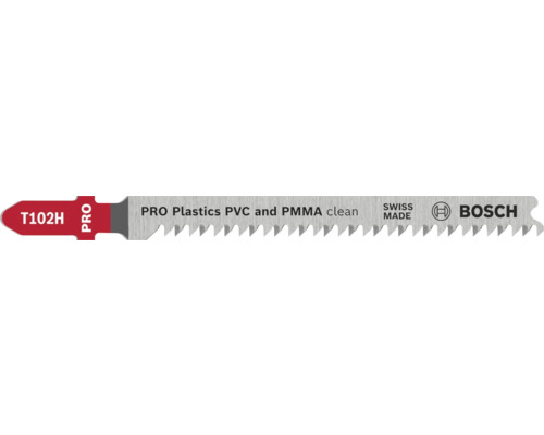 Bosch Stichsägeblatt T102H PRO für Kunststoff PVC und PMMA, sauberer Schnitt, T-Schaft