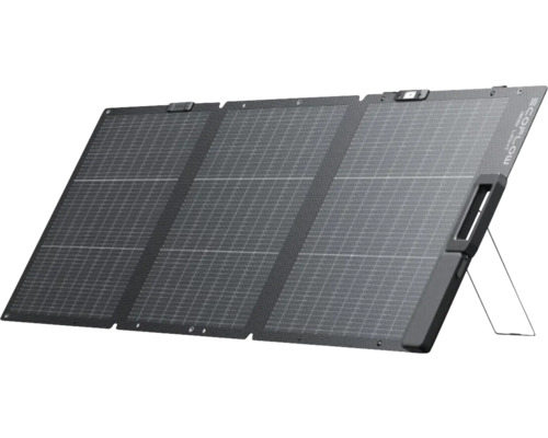 EcoFlow faltbares Solarpanel mit drei Segmenten und integriertem Ständer.