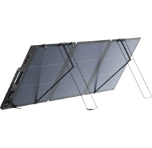 Faltbares Solarpanel mit vier Segmenten und integrierten Standfüßen für die optimale Ausrichtung zur Sonne.